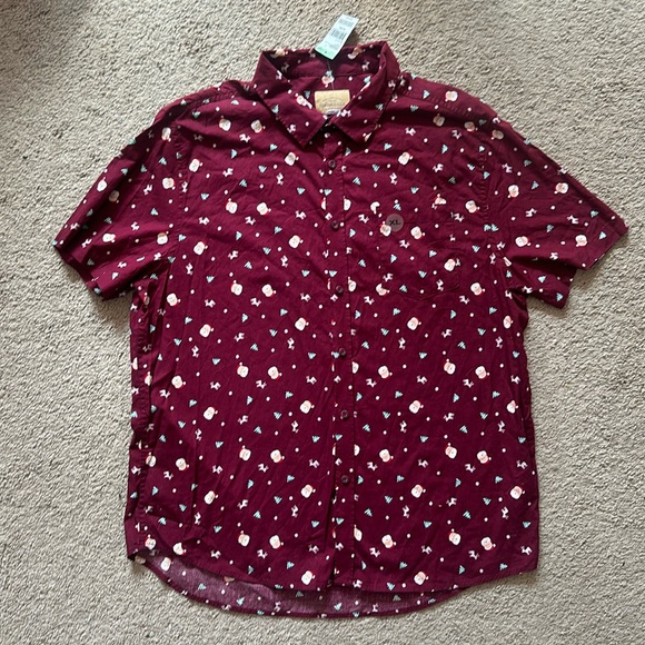 Santa Claus men’s button up shirt with front pocket.  new.  short sleeve - Picture 1 of 11